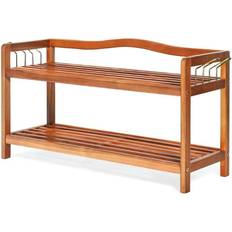 Hallway Furniture & Accessories Costway 2-Tier/3-Tier Acacia Wood Shoe Rack