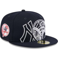 New Era Men's Navy York Yankees Game Day Overlap 59FIFTY Fitted Hat Navy