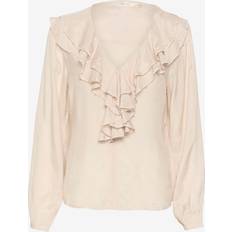Cream Blouses Cream Crrinni Smock Yoke Long Sleeve Blouse Plain - Natural