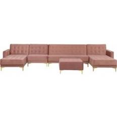 Pink Sofas Beliani Modular U-Shaped Corner Bed 2 Sofa