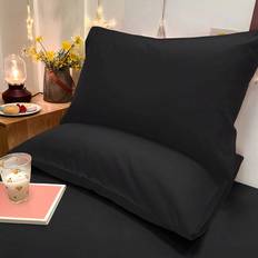 Black bedding Shein 1pc Soft Pillow Case, Black Color, Zippered Design Bedroom Bedding Hovedpudebetræk Sort (74x48cm)