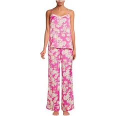 Pajamas Lands' End Women's Hammered Satin Piece Pajama Set Cami Top Bright orchid linework floral Medium