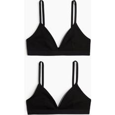 H&M Women Underwear H&M 2-pack Soft-cup Cotton Bras Black