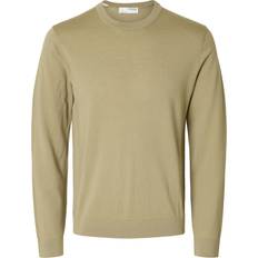 Merinoull Gensere Selected Homme Genser slhTray LS Knit Merino Crew Neck Grønn