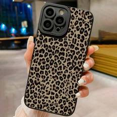 Shein Cheetah Leopard Print Painted Straight Edge Case for iPhone 14 Pro Max