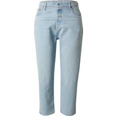 Pink - Women Jeans Levi's Plus 501 Straight Fit Crop Jeans - Light Blue