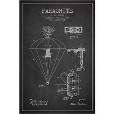 Williston Forge Parachute 6 Charcoal Patent Blueprint Black Wall Decor 101.6x152.4cm