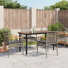 Garden & Outdoor Furniture vidaXL 5 Piece Garden With Cushions Grey Poly Rattan Patio Dining Set