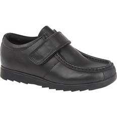 Boy's Leather One Bar School Shoes - Black