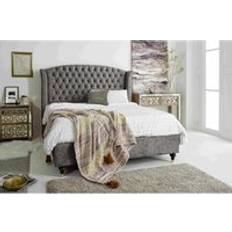 Beds & Mattresses Eleganza Roseland Grey Oakland Fabric Matching Buttons Double