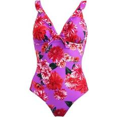 Pour Moi Getaway Frill Tummy Control Swimsuit - Ultraviolet Floral