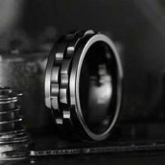 Shein 1pc Fashion 8MM Punk Style Gear Rotating Anxiety Fidget Ring Colors Stainless Steel Spinner Rings For Men Rock Biker Wedding Party Jewelry Lov