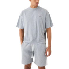 Jumpsuits & Overalls boohooMAN Men's Oversized Boxy Contrast Stitch T-shirt Gusset Shorts Set - Grey Marl