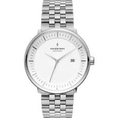 Nordgreen Unisex Wrist Watches Nordgreen Designer Analogue Silver Case White 5 Linked Metal