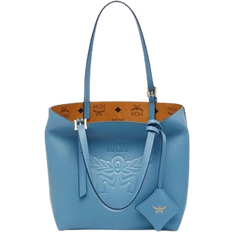 MCM Mini Himmel Shopper in Embossed Logo - Blue/Blue Heaven