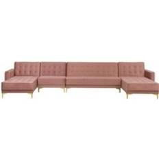 Pink Sofas Beliani Modular U-Shaped Corner Bed 2 Sofa