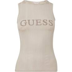 Guess Women Tops Guess Metallic Logo Top - Beige