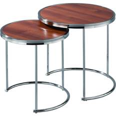 Nesting Tables Aspect Visio Round Chrome/Walnut Nesting Table 50cm 2pcs