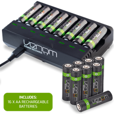 Venom Ladestation für wiederaufladbare akkus plus 16 aa-batterien mit hoher