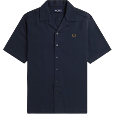 Fred Perry Piqué Texture Revere Collar Shirt - Navy