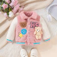 9-12M Outerwear Shein Infant Girls Embroidered Bear Jacket Warm Comfortable Casual Winter New Arrivals