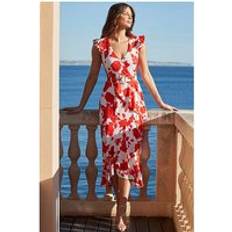 Sosandar Red Floral Ruffle Dress RED Multicolour