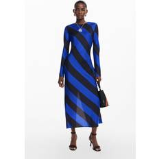 Cotone Vestiti Desigual Striped Midi Dress - Blu/Nero