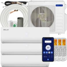 Della Mini Split Air Conditioner ODU Tri 3 Zone 27K BTU 9K 9K 12K BTU 19 SEER2 208-230V Works with Alexa, Cools Up to 1350 Sq.Ft, Wifi Energy Efficient Multi Zone Pre-Charged Heat Pump Full Set