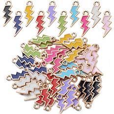 Charms & Pendants BronaGrand 50pcs Enamel Lightning Bolt Charm Pendants Gold Plated Alloy Flash Lightning Charm Celestial Dangle Charms for Bracelet Necklace Earrings DIY Jewelry Making Supplies,10 Colors