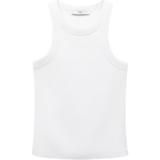 Elastane/Lycra/Spandex Tank Tops Mango Boni Ribbed Cotton Blend Top - White