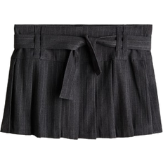 Skirts H&M Tie Belt Pleated Skirt - Dark Gray/Pinstriped (1240865001)