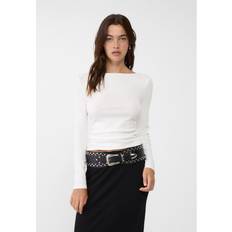 Stradivarius Topp Med Rak Ringning - Vit/a