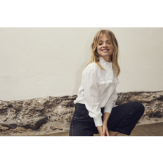 Co'Couture Elegant Crisp Braid Shirt Blouse - White