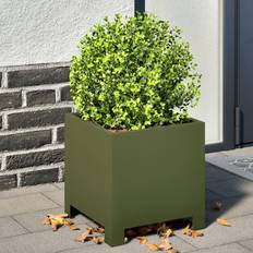 Steel Pots vidaXL Garden Planter Olive Green Steel ∅30cm