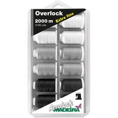 Sewing Machines Madeira overlock box aerolock no.180 12 x 2,000m black grey & white miniking