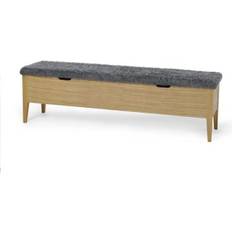 Torkelson Klinte Oak Sheepskin imitation Gray Sittbänk 161x45cm