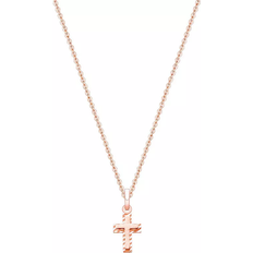 Rose Gold Necklaces Tiny Blessings Beautifully Beveled Cross Necklace - Rose Gold