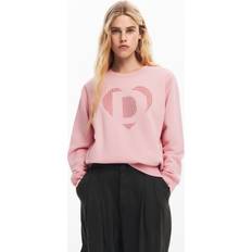 Donna - Rosa Maglioni Desigual Sweatshirt with Rhinestone Logo - Rosa