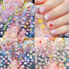 Shein Mixed Cute Cartoon Nail Art Stickers DIY Princess Waterproof Nail Decals Heart Flower Nail
