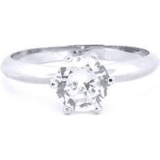 Jewelco London Solitaire Ring - Silver/Transparent
