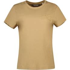 Gant Beige T-shirts Gant Reg Tonal Shield Short Sleeve T-shirt Beige Frau