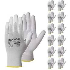 Workwear & Equipment KAYGO Safety Work Gloves PU Coated-12 Pairs, KG11PB, Seamless Knit Glove with Polyurethane Coated Smooth Grip on Palm & Fingers, for Men and Women, Ideal for General Duty Work X-Large, White