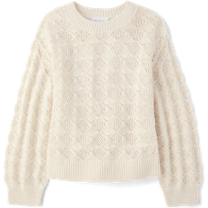 Long Sleeves Knitted Sweaters Children's Clothing The Children's Place The Children's Place Girls Stitched Sweater White Daisy Cotton