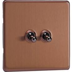 Wall Switches Varilight Urban 2G 10A Toggle Switch Brushed Bronze Screw Less Plate