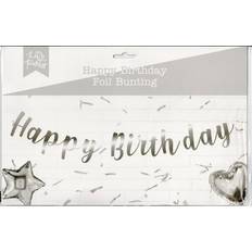 Silver Garlands Silver foil bunting happy birthday