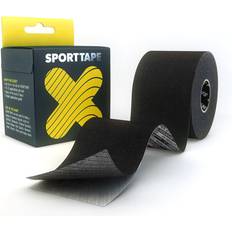 SPORTTAPE Gentle Adhesion Kinesiology 5cm x 5m Black Hypoallergenic, Water Resistant K Muscle or Kinetic for Sensitive Skin by