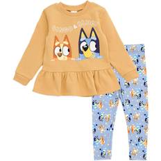 Other Sets Bluey Bingo Toddler Girls Peplum Sweatshirt and Leggings Outfit Set Orange/Blue 2T