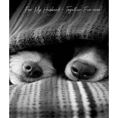 White Cards & Invitations Greetings Card In Black & White Husband Dogs Noses Poking From Blanket. Card