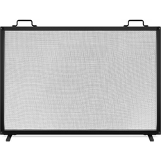 Fireplace Screens Ebern Designs Cassiano 38x27in Single Panel Fireplace Screen Handcrafted Mesh Spark Guard w/Handles 27.0 H x 38.0 W x 3.0 D in gray Wayfair Black 27" H X 38" W X 3" D