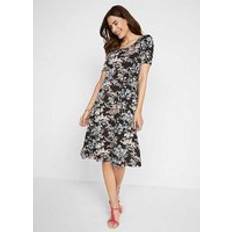 Bonprix A-Line Jersey Dress Black Floral